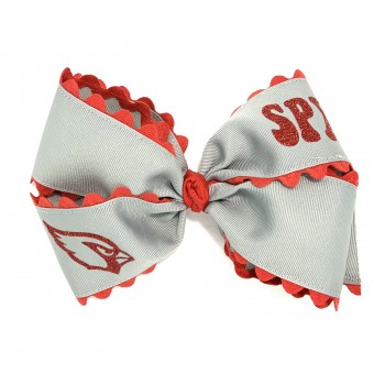 St. Pius (Gray) / Red Ric-Rac Bow - 7 Inch